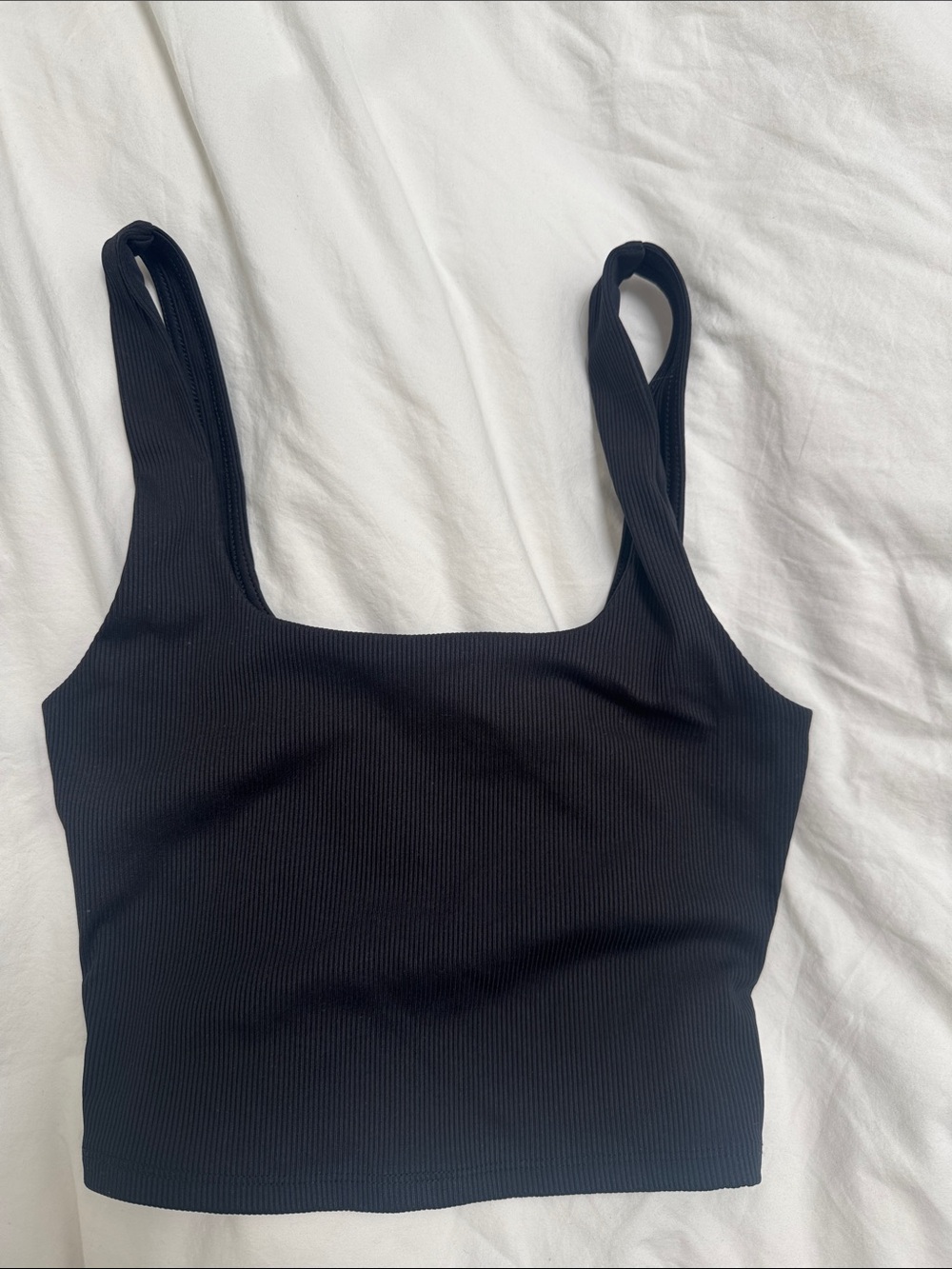 Express Black Ribbed Square-Neck Crop Tank